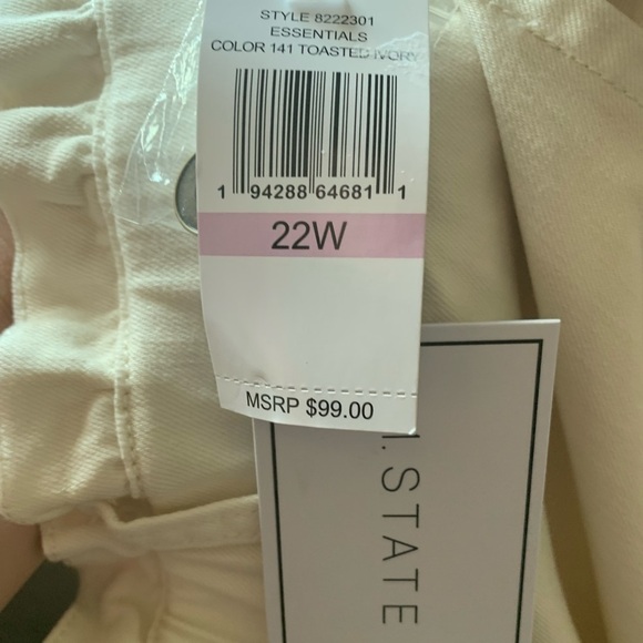 NWT 1. State High Waisted Paperbag Straight Leg Jeans in Toasted Ivory White 22W - Picture 4 of 5